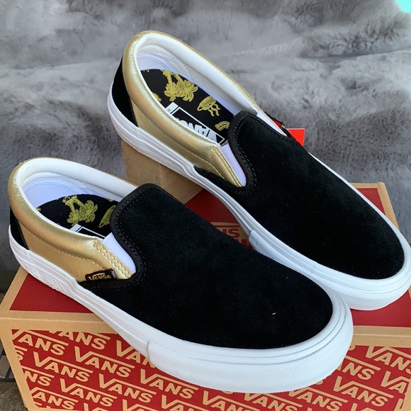 VANS SLIP ON PRO SHAKE JUNT BLACK/GOLD MENS - Picture 2 of 16